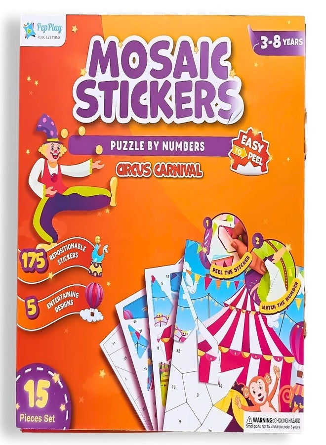 PepPlay Mosaic Sticker Art Kit for Kids | DIY Craft Toy with 175+ Reusable Stickers | Mess-Free Activity to Learn Numbers, Logic & Motor Skills | Gift for Ages 3-7 Boys & Girls | Travel-Friendly - Image 1